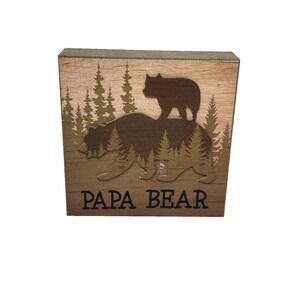 NEW papa‎ bear home decor wood block